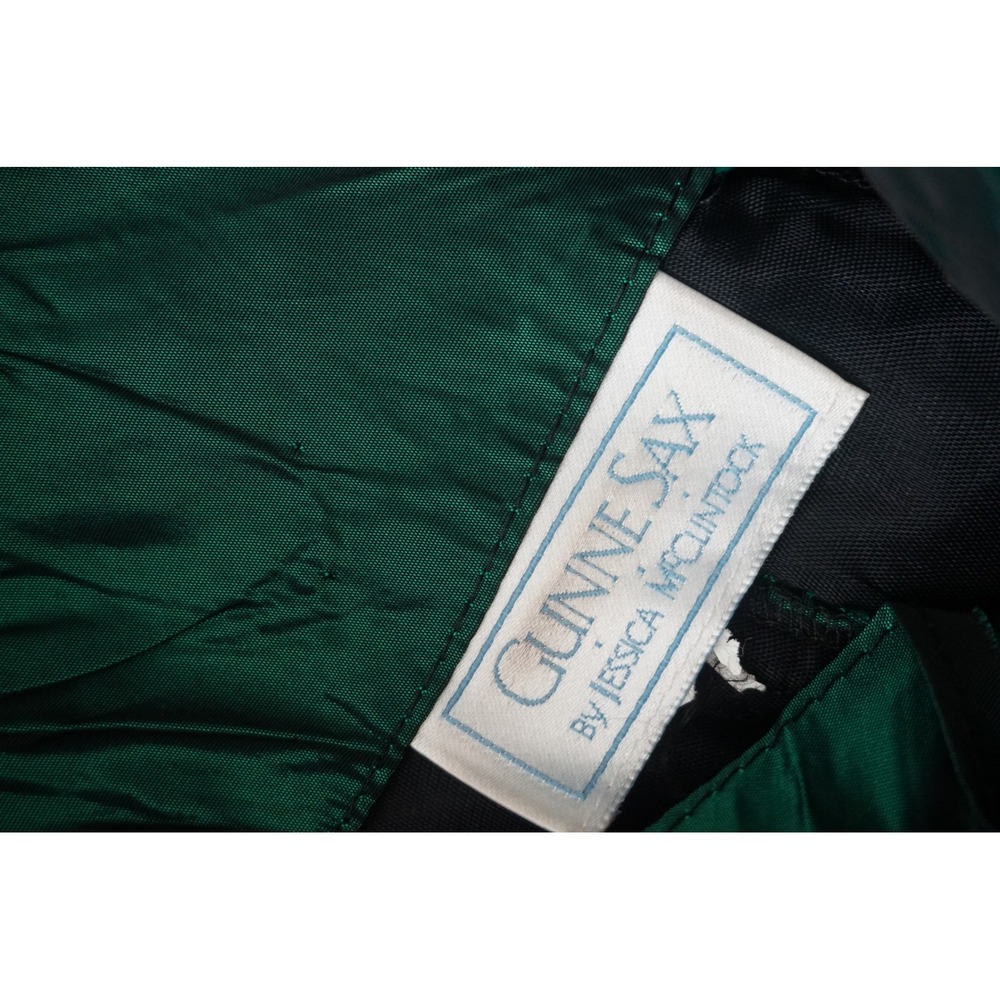 Gunne Sax 80's Emerald Green Ruched Evening Gown Goth Mermaid Formal Dress - Picture 9 of 9
